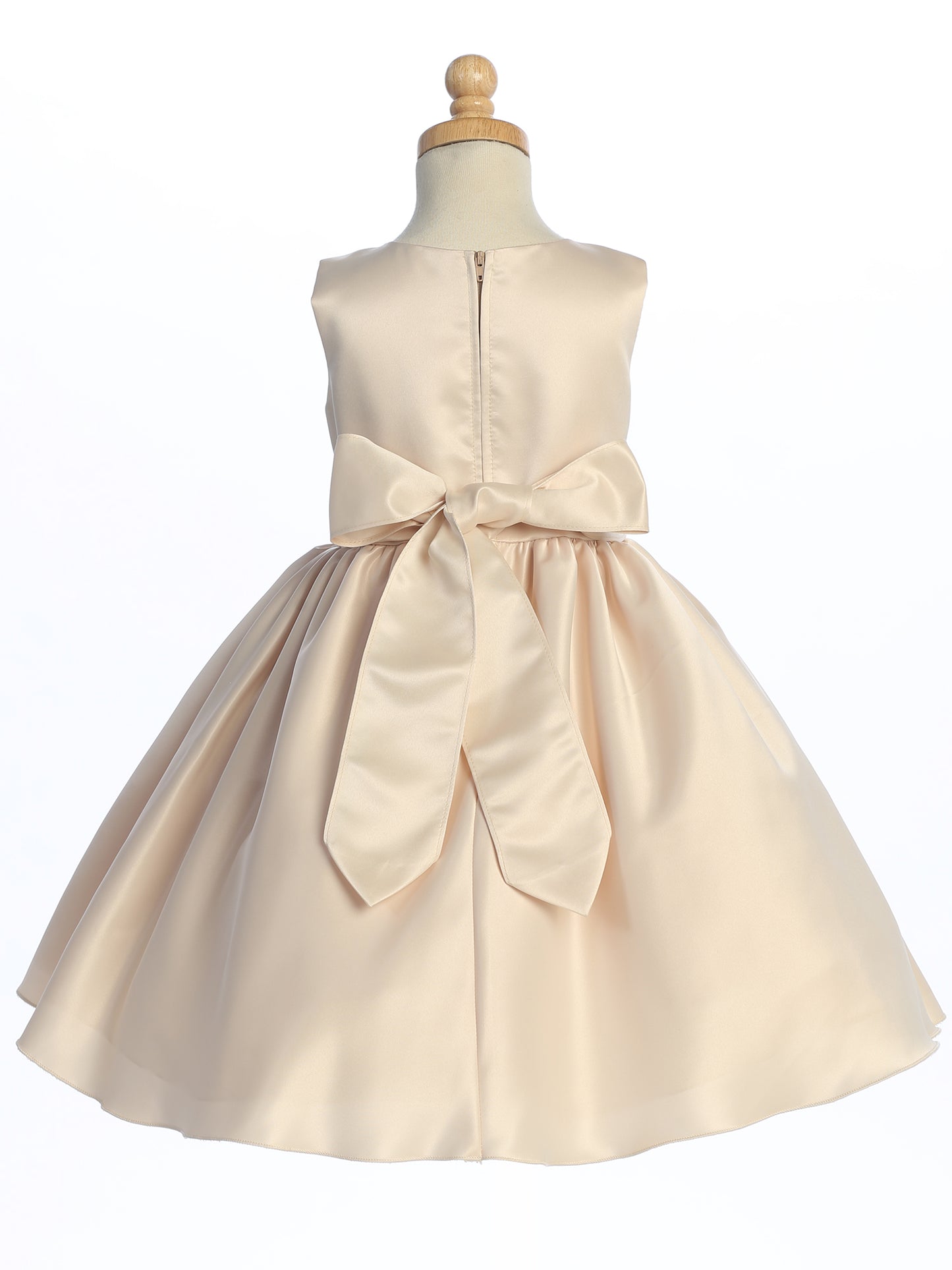 Satin Flower Girl Dress with Bow - Champagne - BL257-CHAM