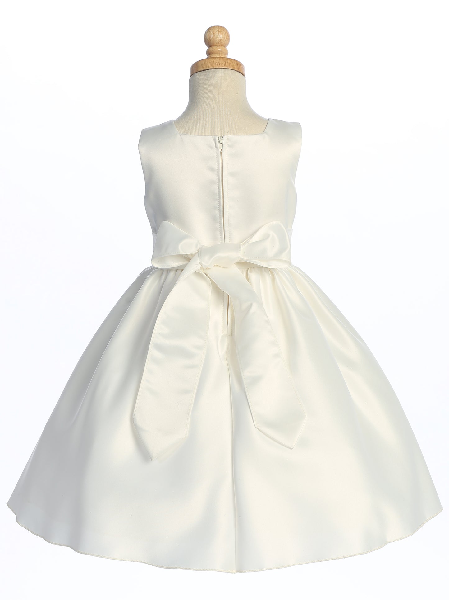 Satin Flower Girl Dress with Bow - Ivory - BL257-IVO