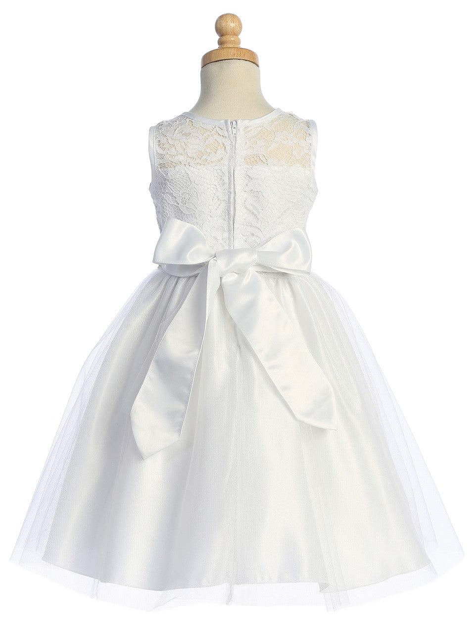 White Lace Bodice and Tulle Skirt Dress - BL259-WHT