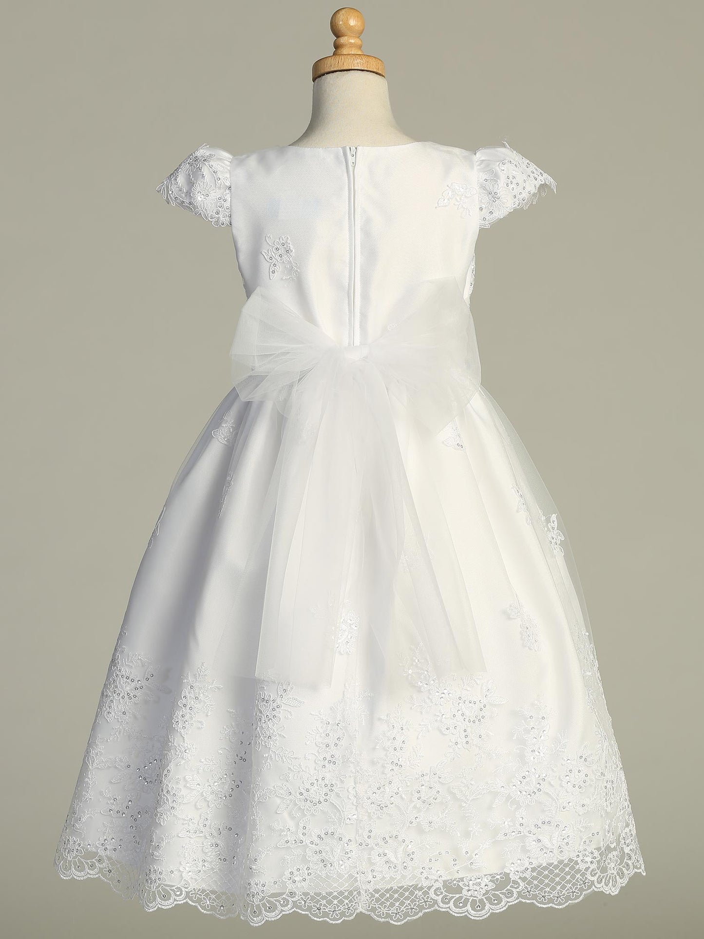 Corded Embroidered Tulle First Communion Dress with Sequins - SP209