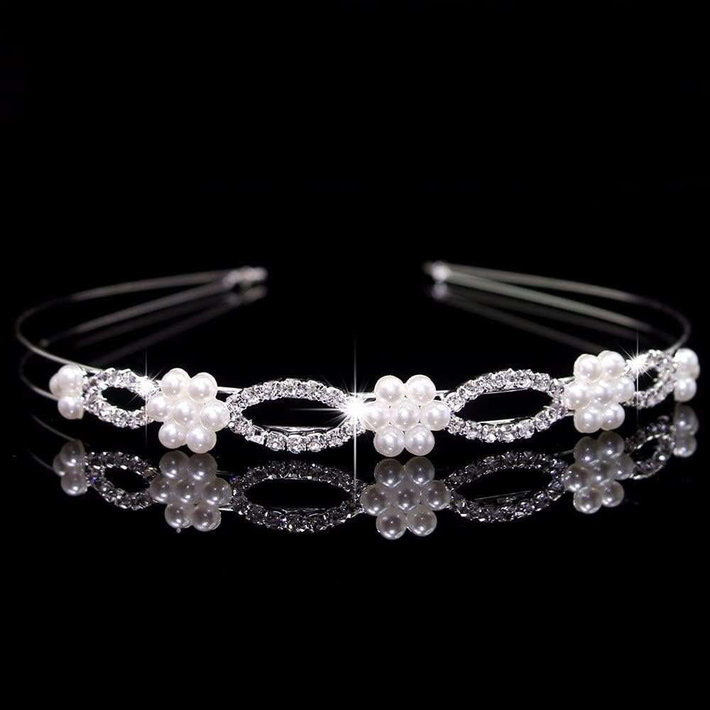 Crystal Rhinestone and Pearl Tiara Headband - HG1010