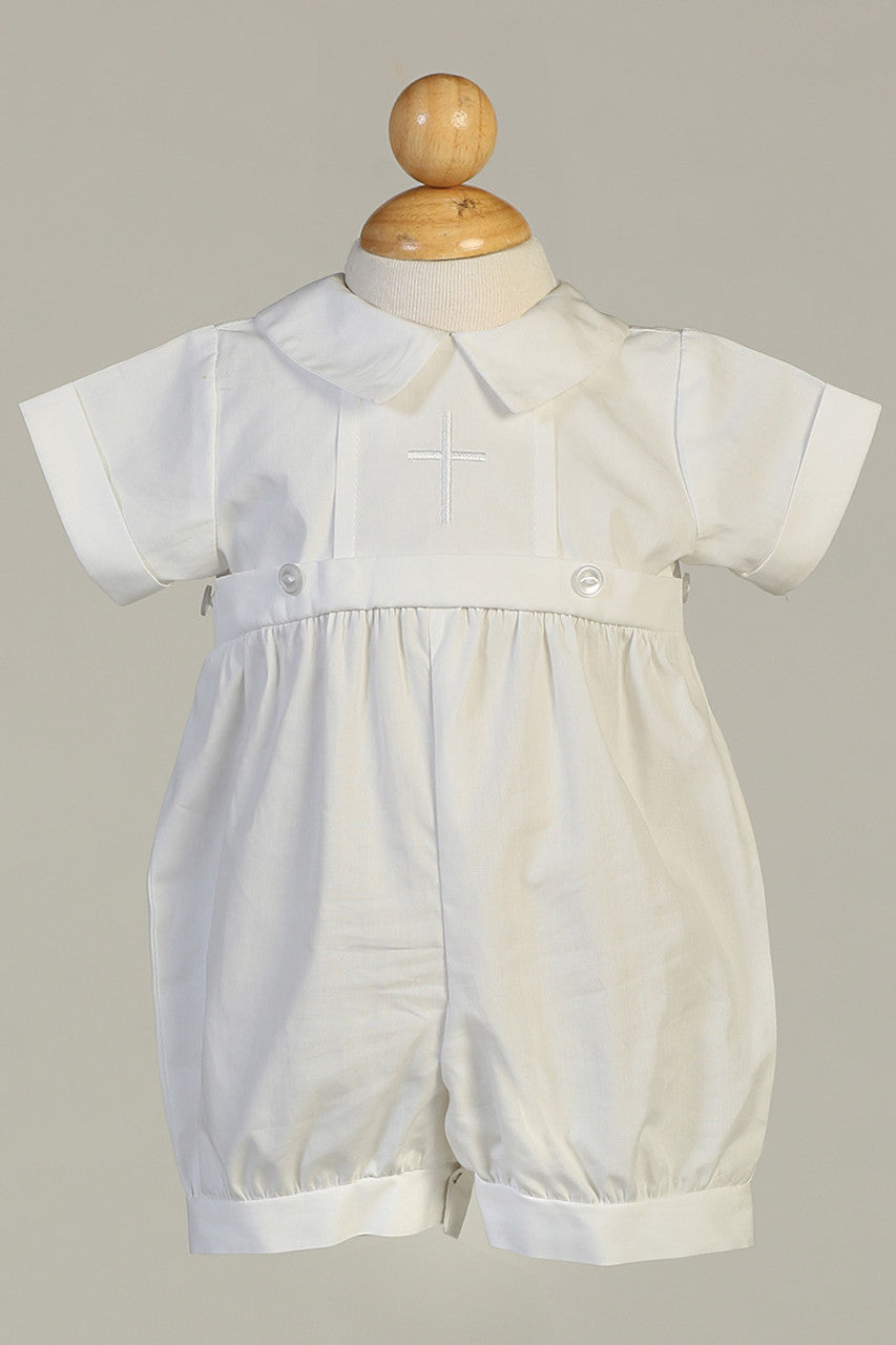 Dominic Cotton Romper with Cross and Detachable Gown