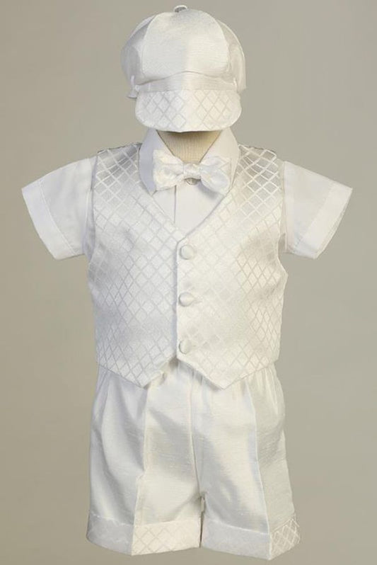 Jasper Diamond Jacquard Vest and Shantung Short Set