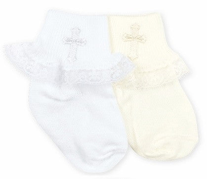 Baby Girls Cross Cotton Christening Socks