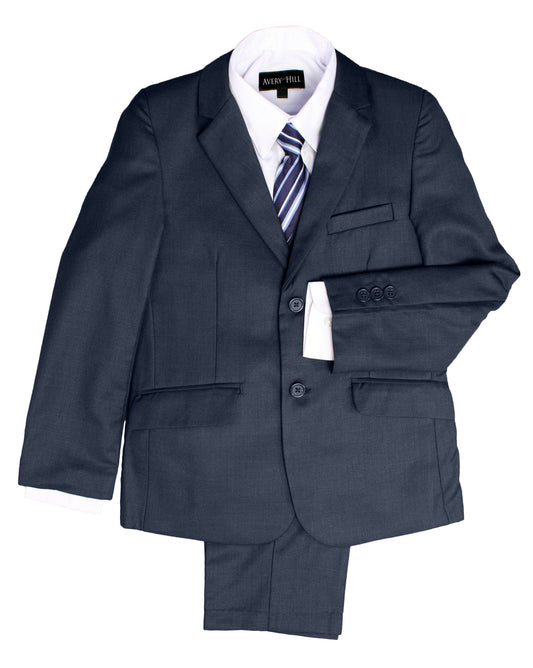 Boys Formal 5 Piece Suit with Shirt, Vest, Tie and Garment Bag – Navy Blue - AH-BY029-NAVY