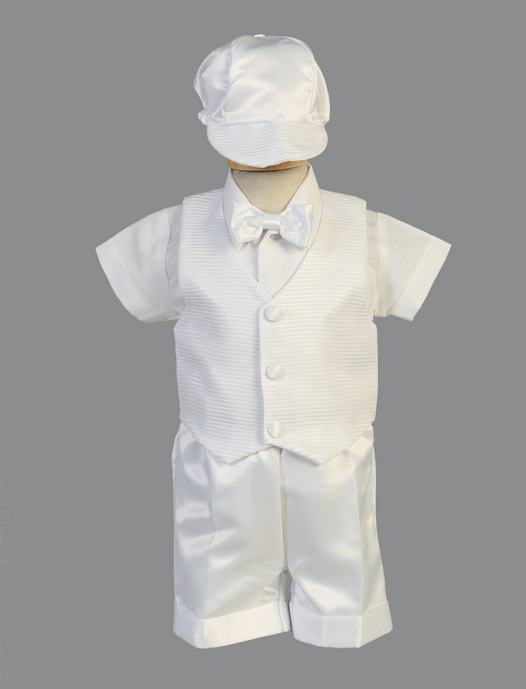 Aiden  Striped Organza Vest & Shorts Christening Set