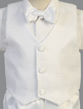 Aiden  Striped Organza Vest & Shorts Christening Set