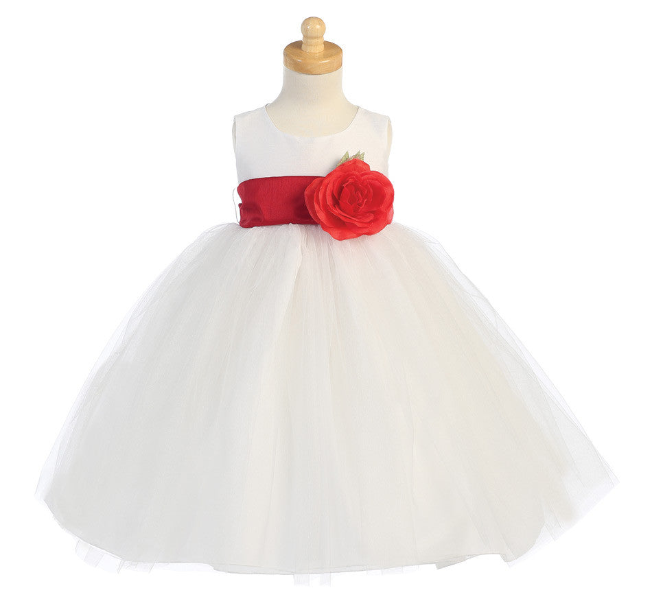 ivory and red flower girl dresses Nicolette's Couture Ivory Lace Dress for Women, Size 10/12