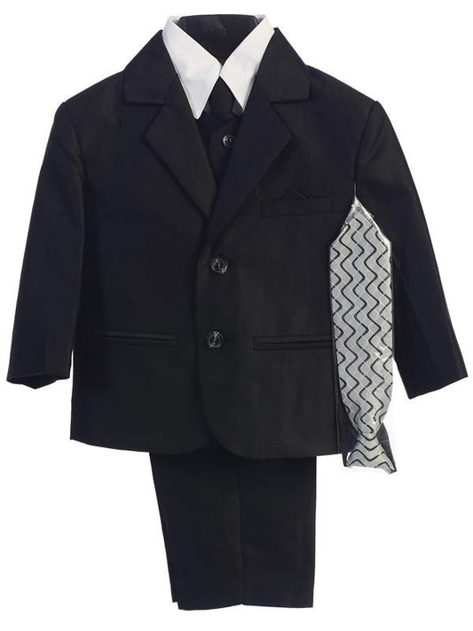Black Two Button Herringbone Pattern Suit - LT-3805-B