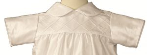 Boys White Smocked Silk Christening Baptism Romper - LTMAL - DP19RS03