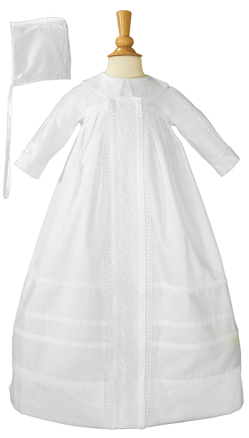 Cotton Sateen Bishops Christening Baptism Gown and Bonnet LTML-CB420G