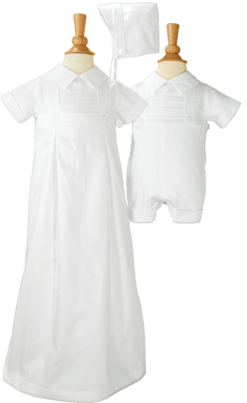 Boys 100% Cotton Convertible Christening Baptism Set with Hat LTML-CB425G