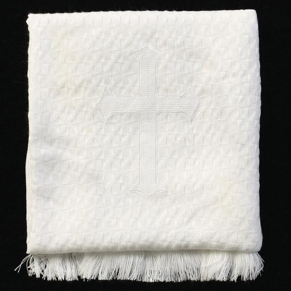 Christening Blanket with Embroidered Cross (textured)