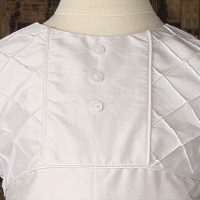 Boys White Silk Christening Baptism Outfit Set With Pin Tucking and Captains Hat LTMAL-DP57CS