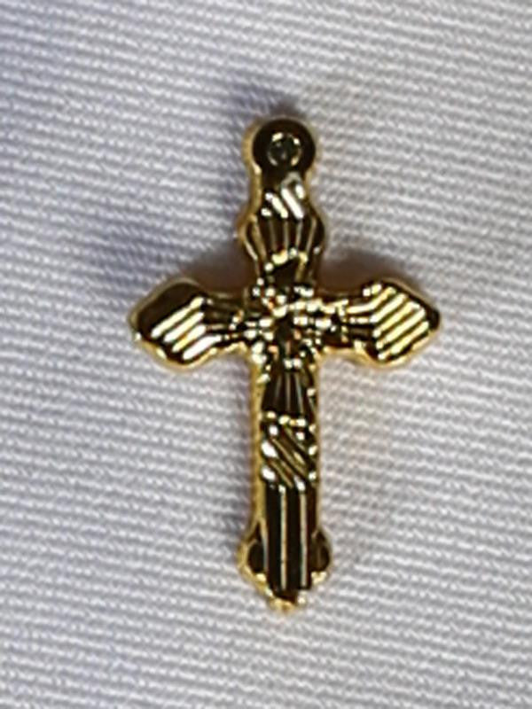 White Zipper Tie with Gold Cross - LT-EM6