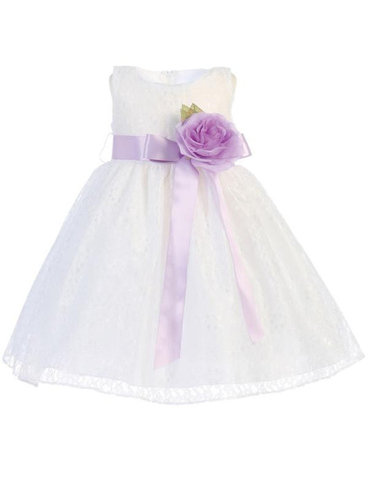 Lace Flower Girl Dress - White - Girls  BL237