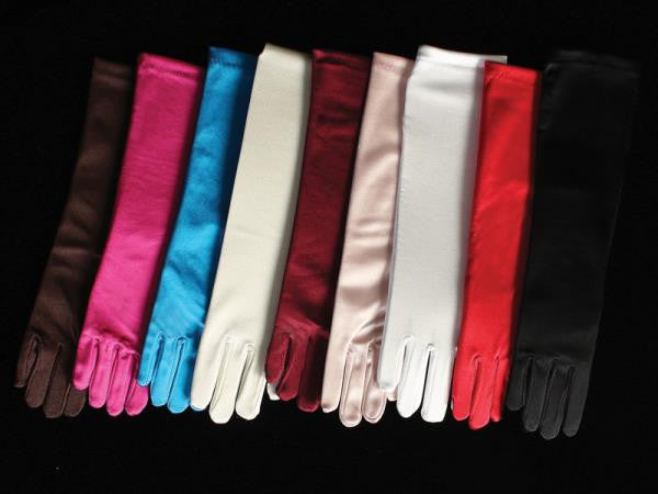 Girl's Long Satin Gloves - colors