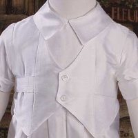 Boys Silk Dupioni Vested Christening Baptism Coverall with Hat - LTMAL-DPB351