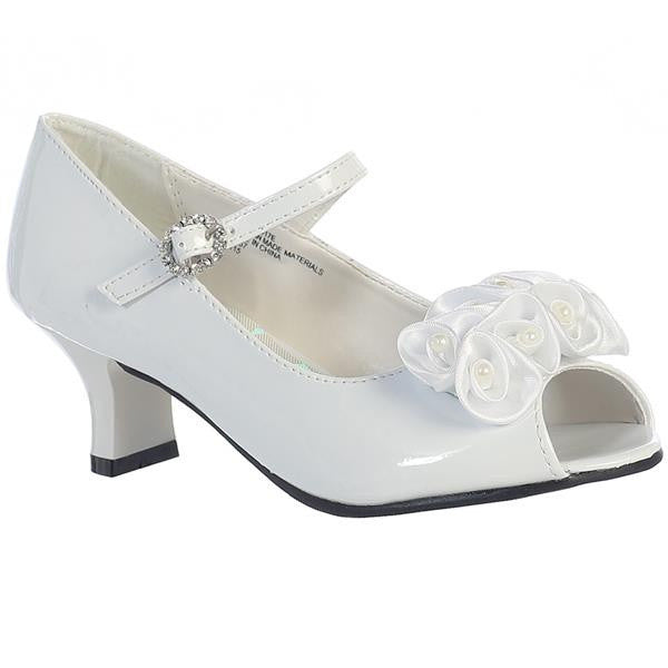 Gina Girls Wedge Shoe with Bow White / 9