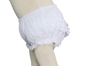 Baby Girls White Elastic Bloomer Diaper Cover with Embroidered Eyelet Edging - LTMAL-PCDC1W