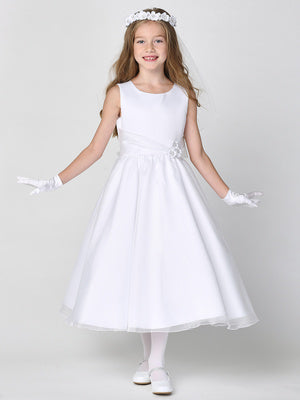 Satin First Communion Dress with crystal organza skirt - SP199
