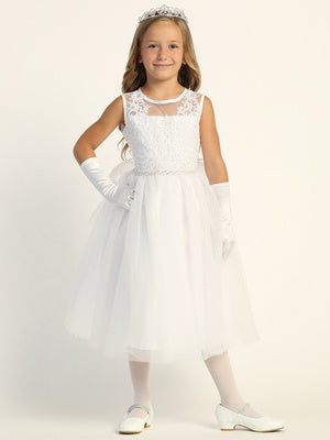 Corded Embroidered First Communion Dress with Sequins - SP204