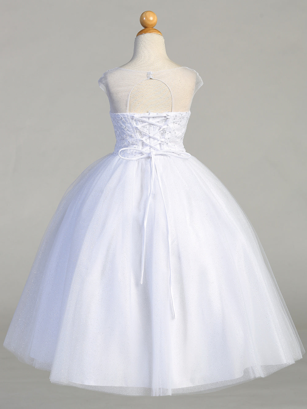 Embroidered Tulle First Communion Dress with Sequins & Glitter Tulle - SP709