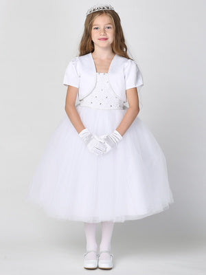 Beaded Satin and Tulle First Communion Dress and Bolero - SP927