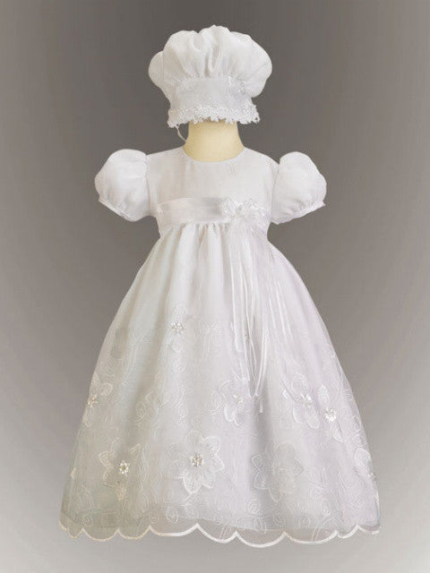 Samantha Embroidered Organza Christening Gown