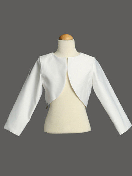 White Long Sleeve Satin Bolero