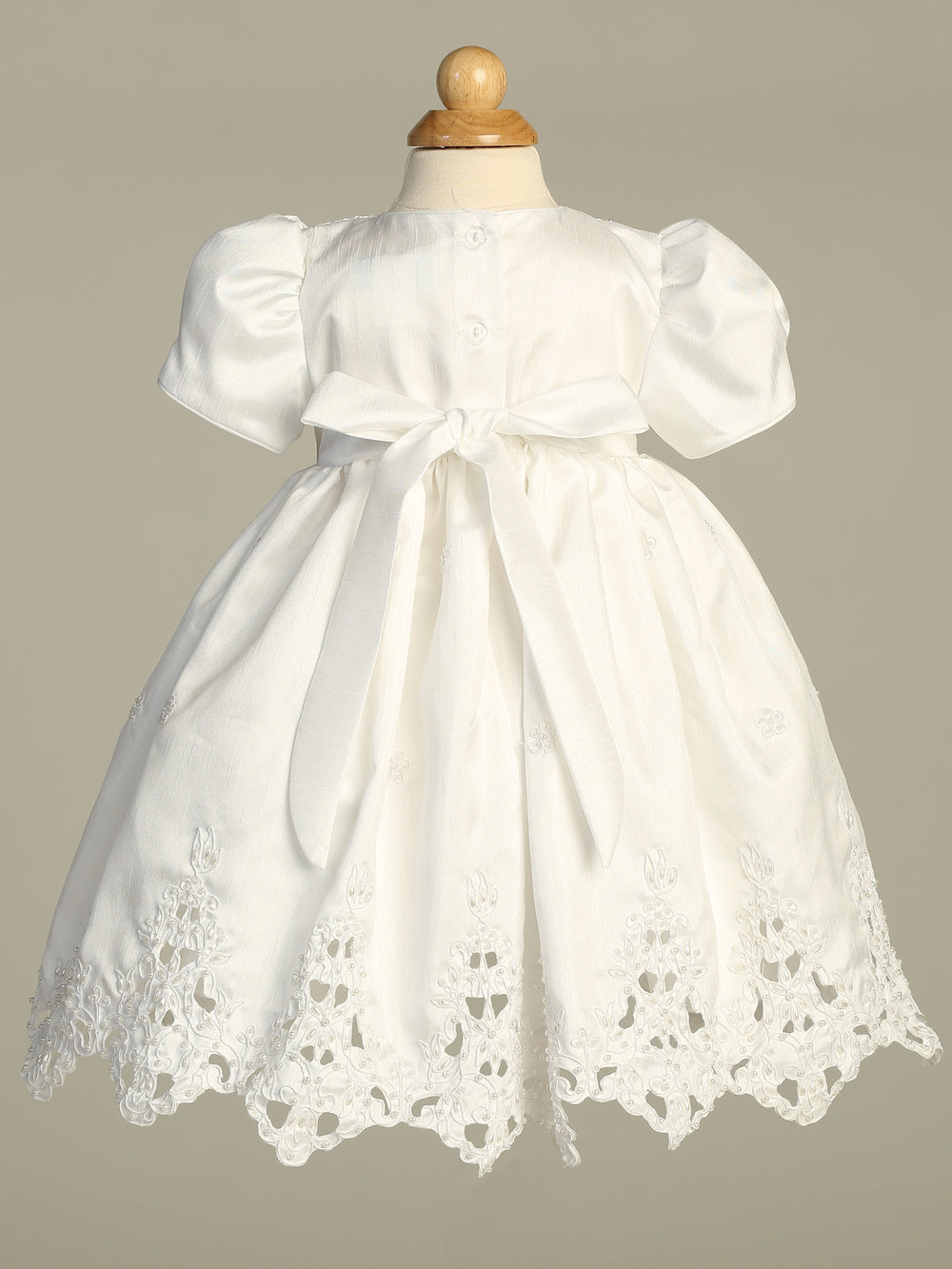 Shantung Baptismal Gown with Cut Work - Lito 2180