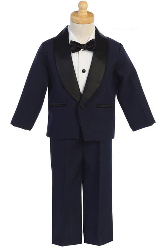 Navy and Black One-Button Dinner Jacket Tuxedo with Bow Tie - LT-7580-NVY-BLK