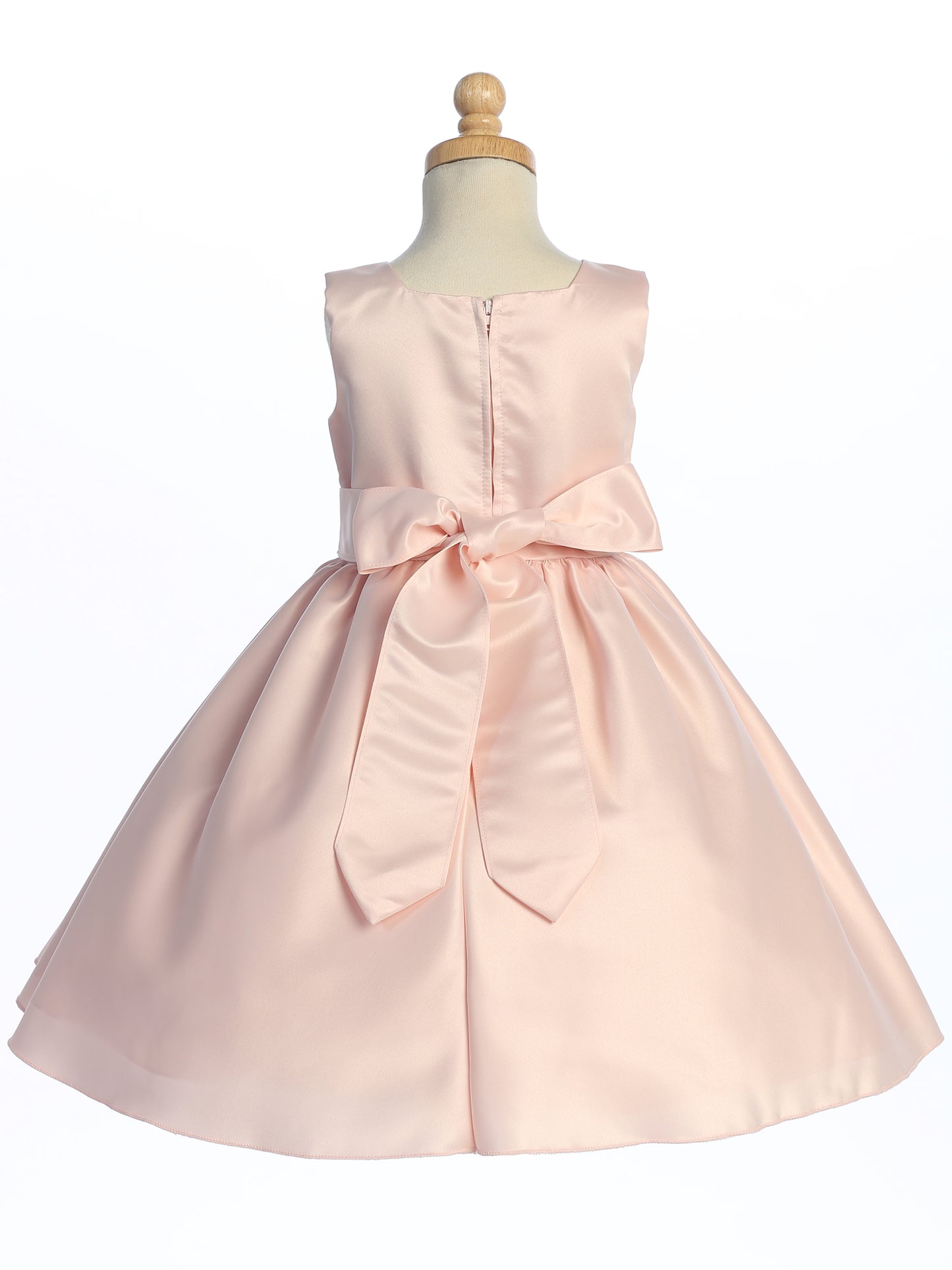 Satin Flower Girl Dress with Bow - Blush Pink - BL257-BLSH