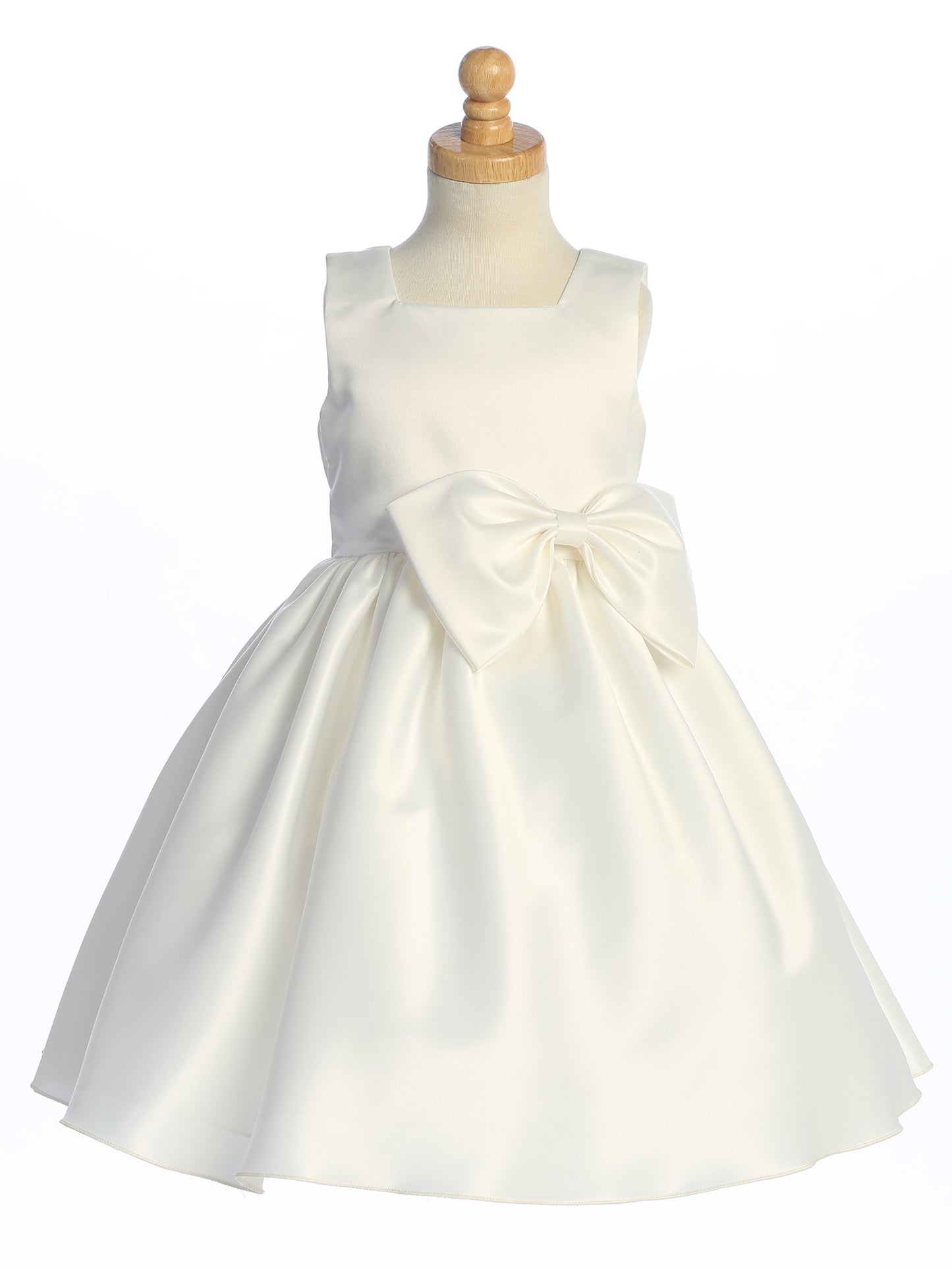 Satin Flower Girl Dress with Bow - Ivory - BL257-IVO