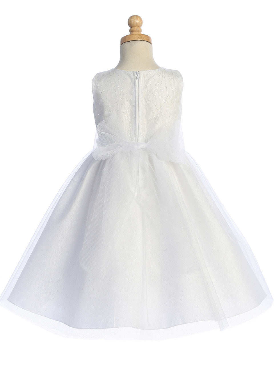 Glitter Tulle Dress - White - BL258-WHT