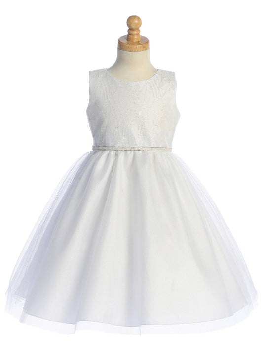 Glitter Tulle Dress - White - BL258-WHT