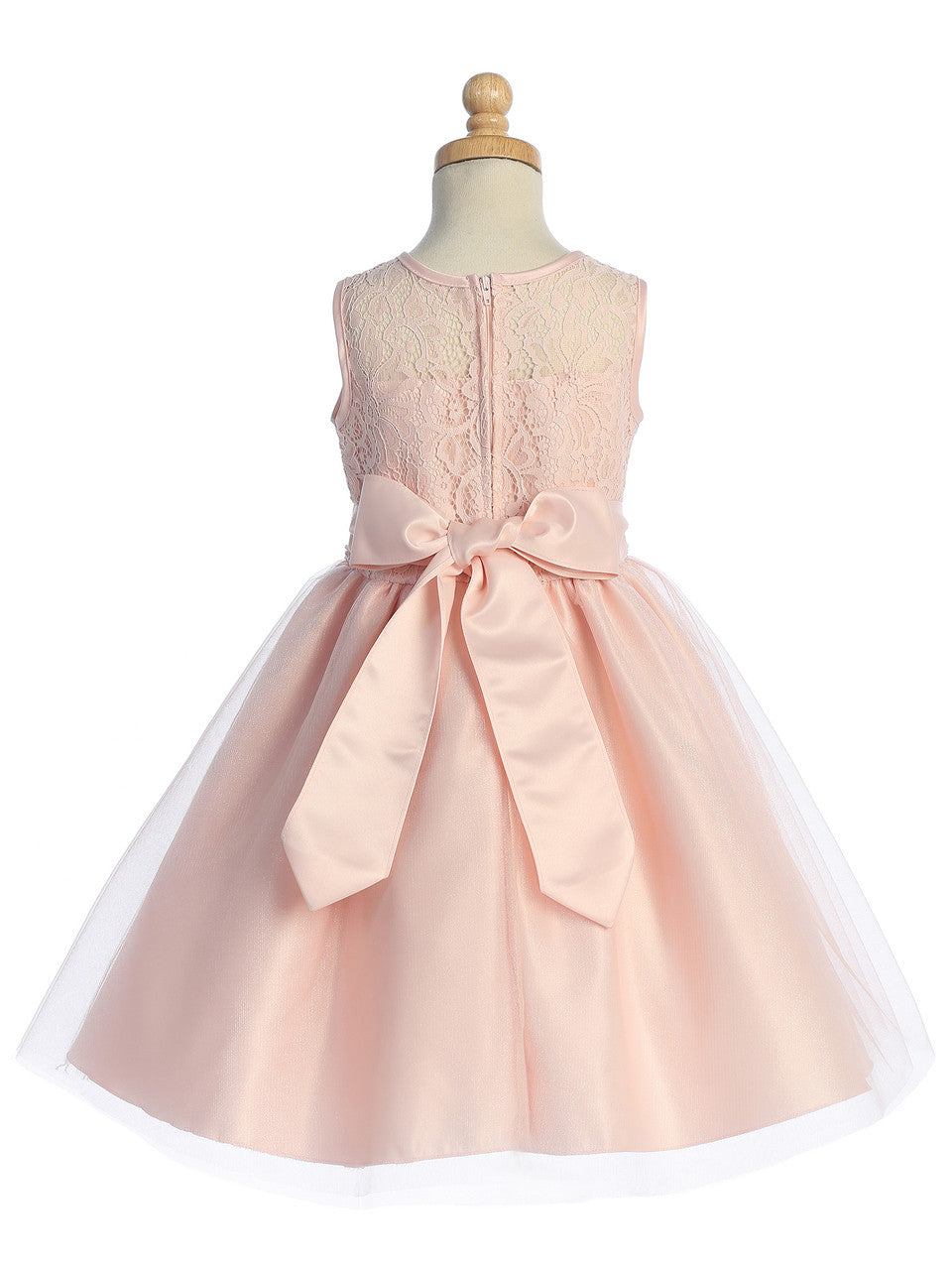 pink blush color dress Blush Pink Lace Bodice and Tulle Skirt Dress