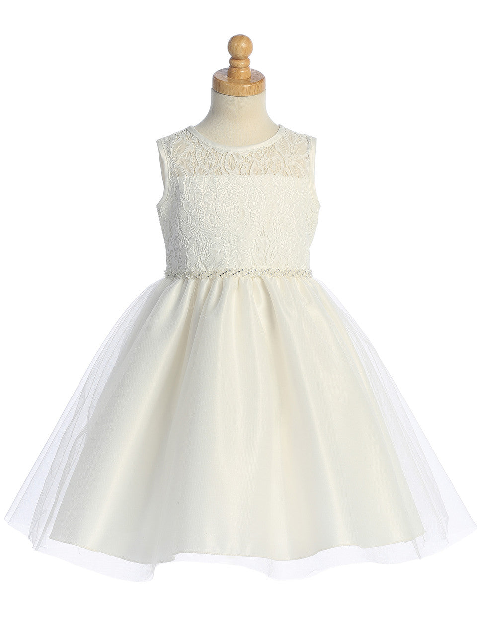 Ivory Lace Bodice and Tulle Skirt Dress - BL259-IVO