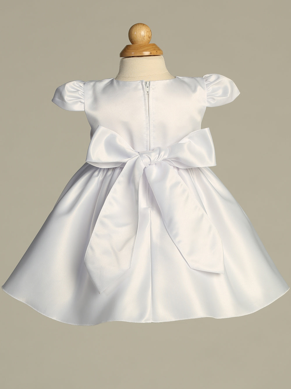 White satin short dress with Rhinestone trim - BL265-WHI