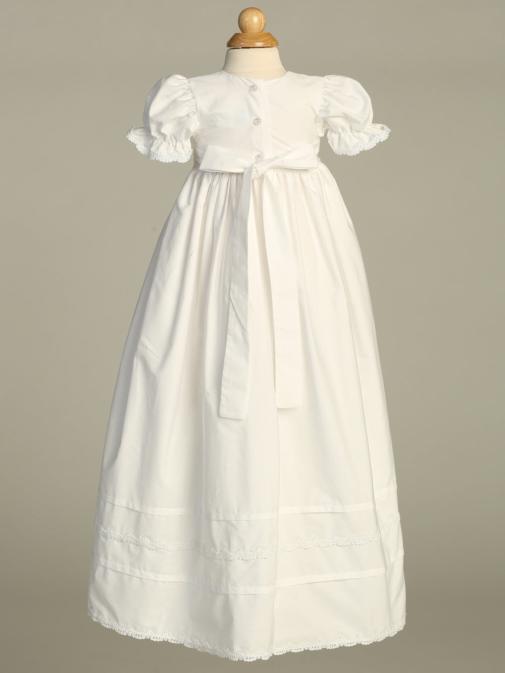 Marie Smocked Bodice Cotton Christening Gown