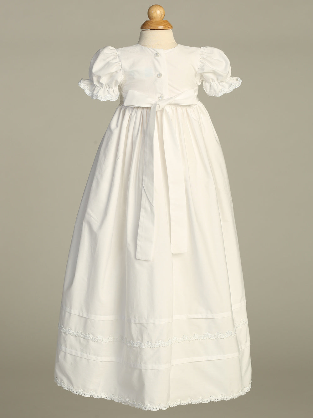 Lito Baby Girls White Smocked Cotton Long Gown Bonnet Baptism Set 3-6M