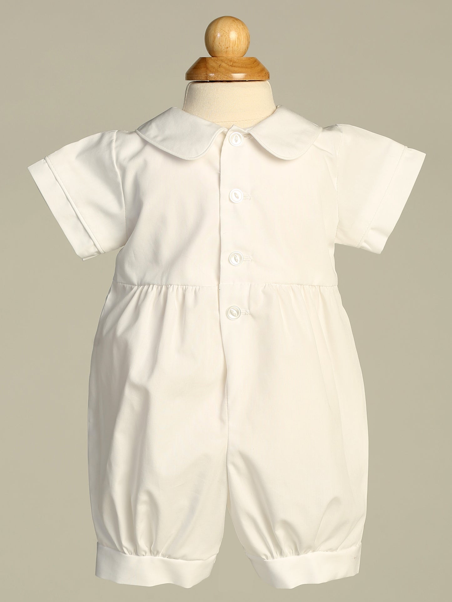 Samuel Cotton Romper with Embroidered Silver Cross