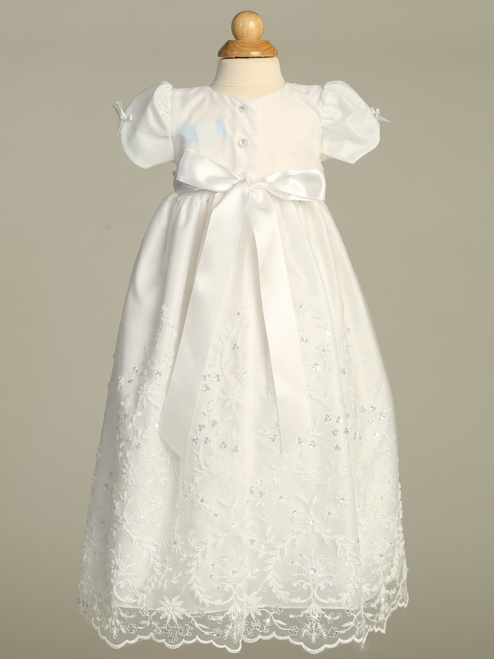 Sofia Embroidered Tulle Christening Gown with Beadwork