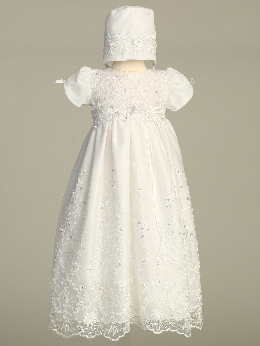 Sofia Embroidered Tulle Christening Gown with Beadwork