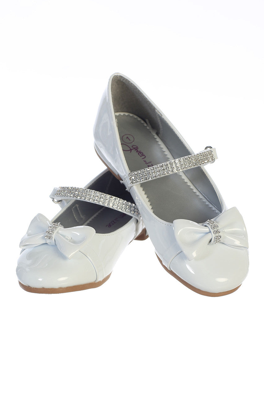 Girls flats with rhinestone strap & bow accent - GZ5501