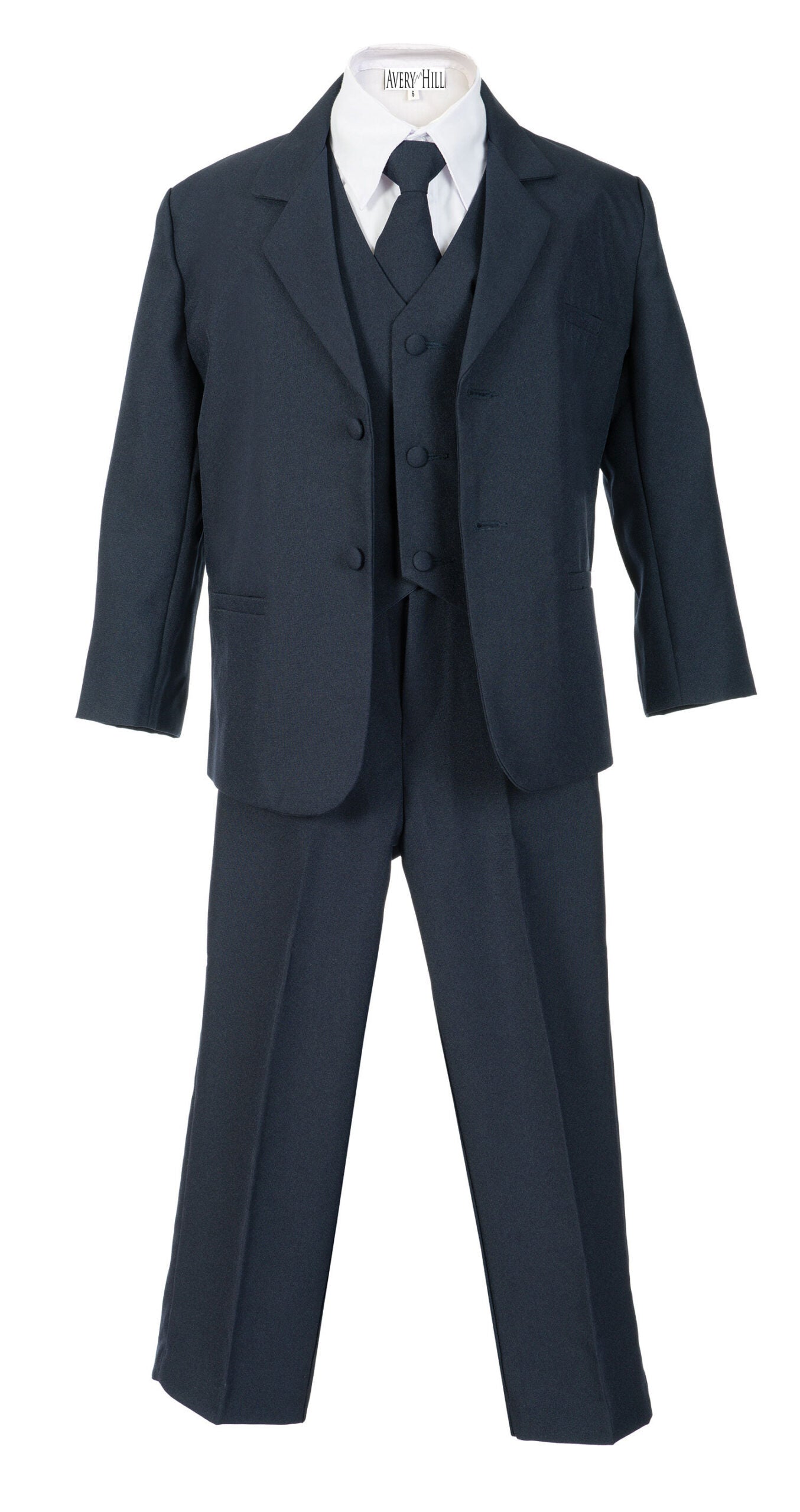 Boys Formal 5 Piece Suit with Shirt and Vest – Navy Blue - AH-BY013