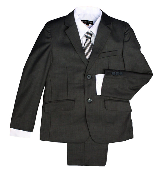 Boys Formal 5 Piece Suit with Shirt, Vest, Tie and Garment Bag – Charcoal - LTMAL-AH-BY029-CHARCOAL