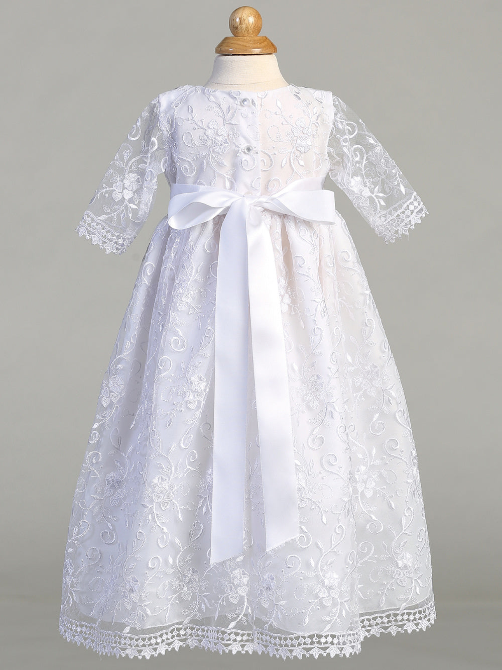 Abby Embroidered Tulle Gown with Bonnet