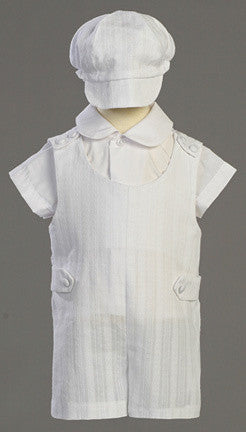 Archie Boy's Christening & Baptism Embroidered Cotton Romper
