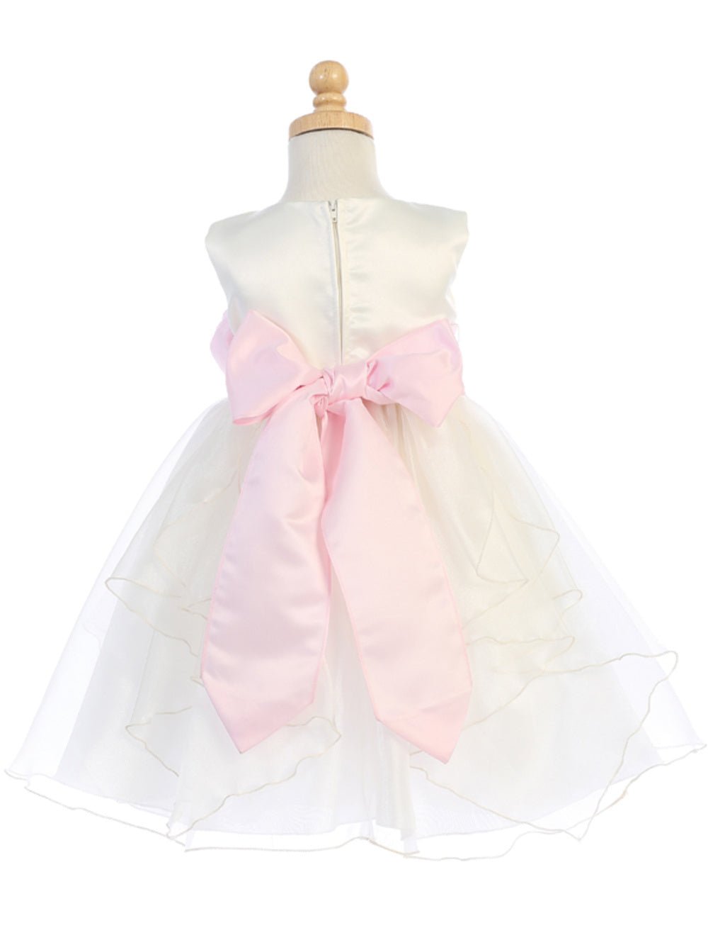 Satin and Crystal Organza Flower Girl Dress - Ivory - BL243 (dress only)